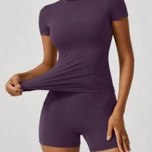 Women's Sweet Sports Short Sleeve High Waist