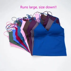 Front Longline Top Women's Seamless Thin Straps Yoga Gym Workout Vest